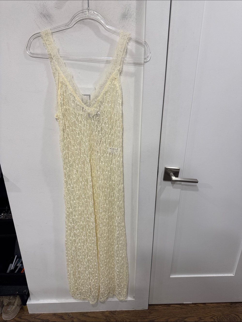 Lace Maxi Slip Dress in Cream
